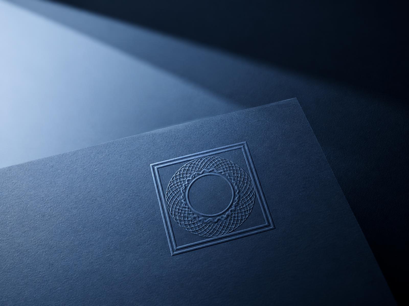 Embossed GHC halal certificate seal on dark blue paper